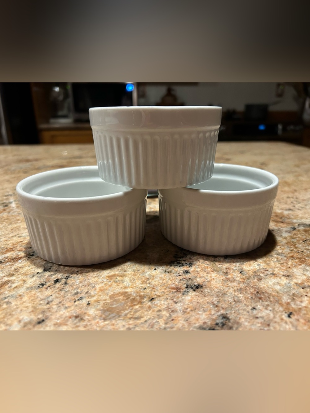 HIC White Fine China Porcelain Ramekin Set of 3 w/Classic Fluted Design 6 oz